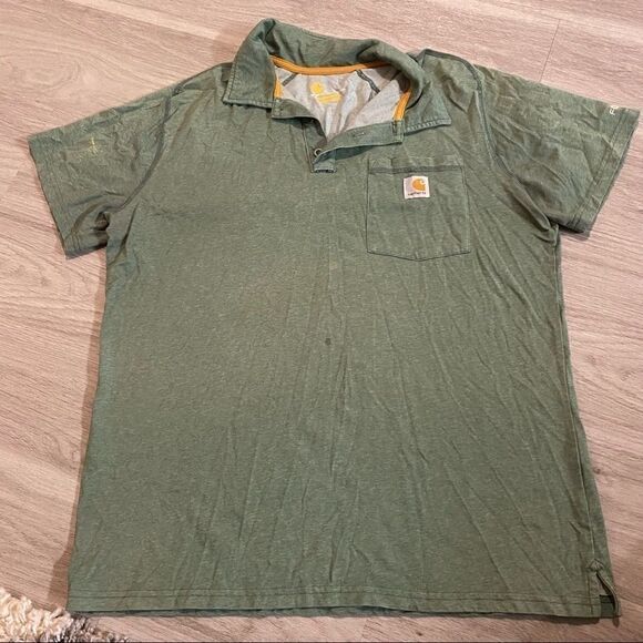 Carhartt relaxed fit, green collared short sleeve - Picture 1 of 6